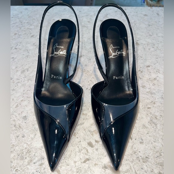 CHRISTIAN LOUBOUTIN - NEW UNWORN
Posticha 80 leather and PVC slingback pumps - Picture 1 of 17